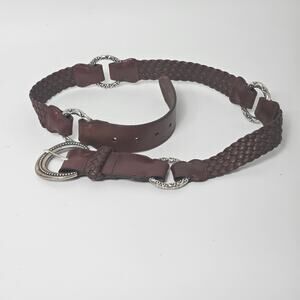 Brighten Belt,Braided woven with Silver-tone metal  Rings Size 36"